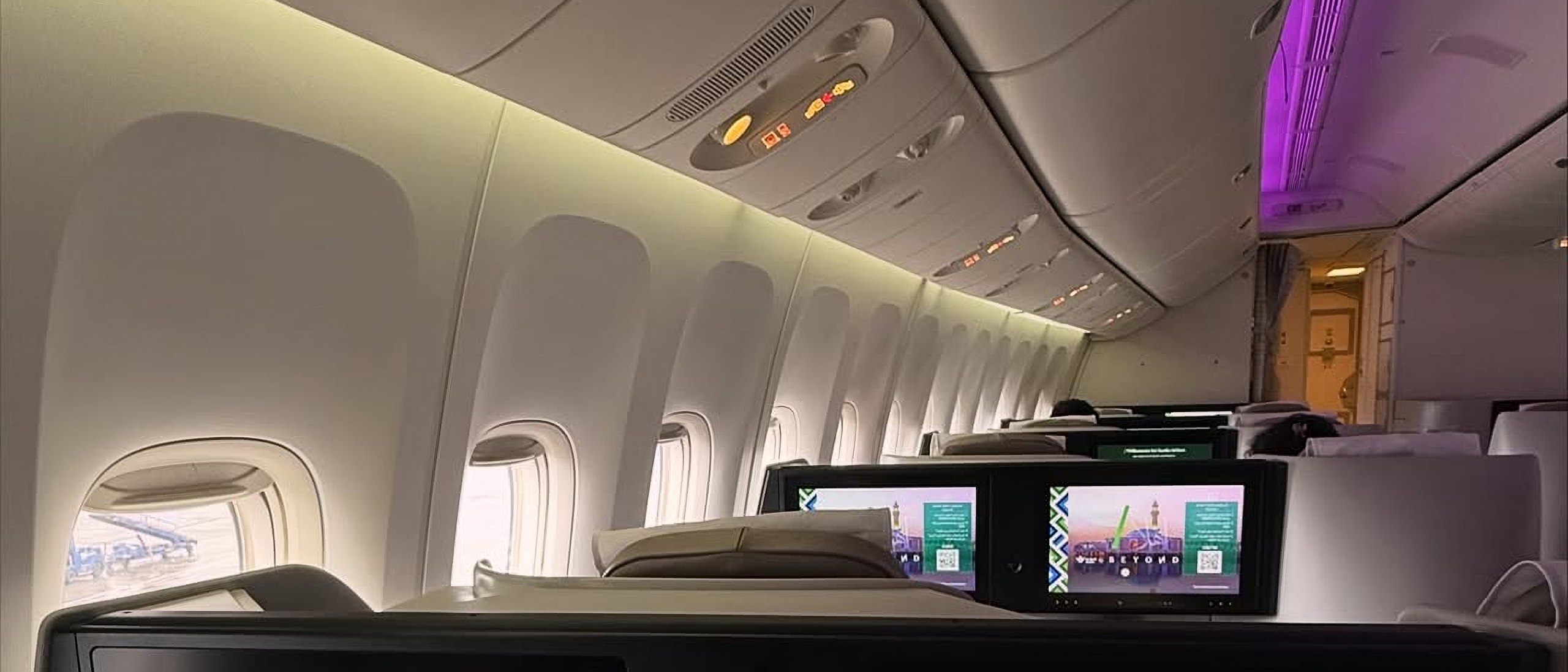In service: the system running across a cabin.