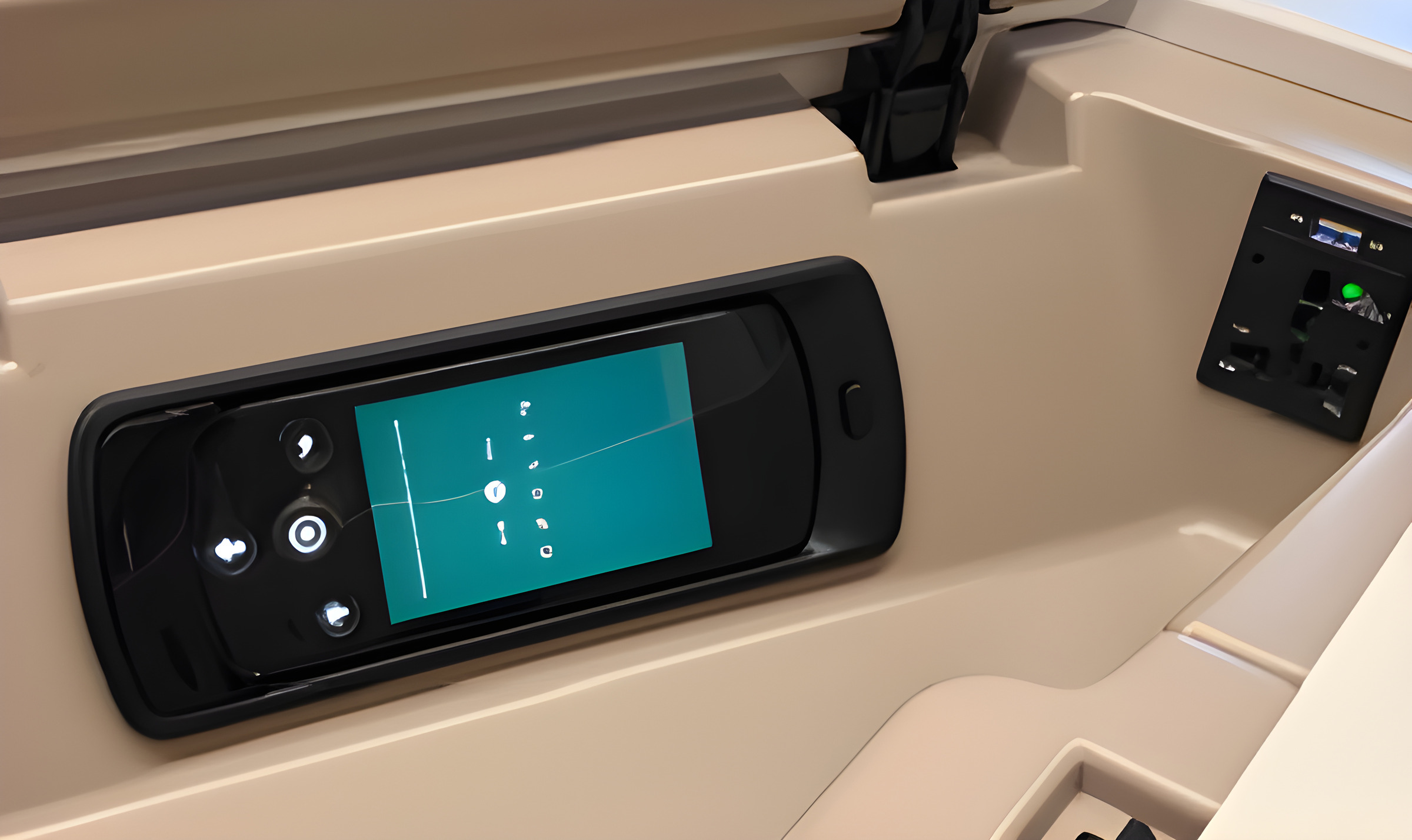 The second half of the fixed interaction model: the handset, docked.